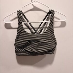 Striped green and White Sports Bra